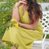 lemon-yellow-a-line-dress-with-lace-detailing