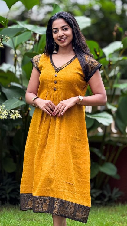 mustard-yellow-sungudi-dress