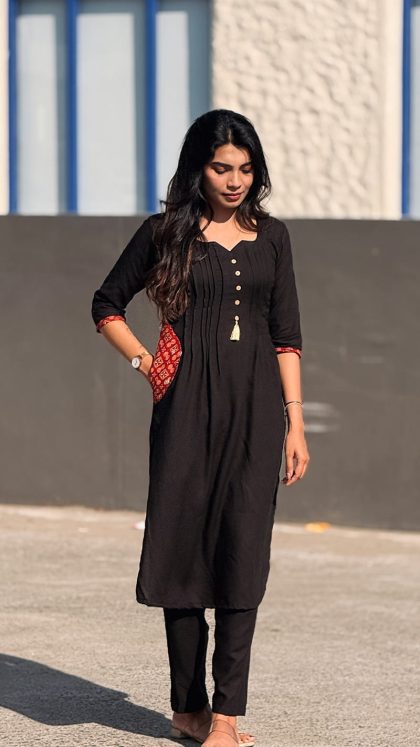 black-kurta-set