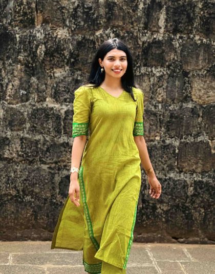 lime-south-cotton -kurti-set
