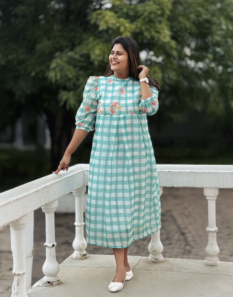 aqua-green-checks-dress