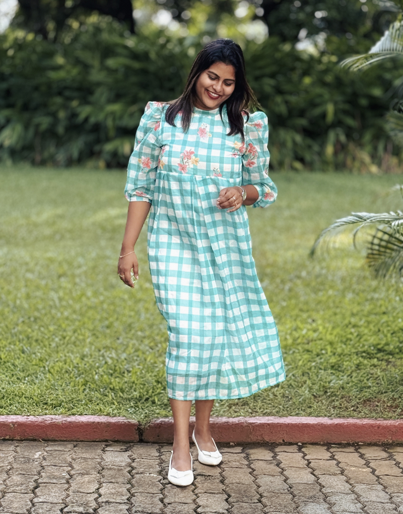 aqua-green-checks-dress